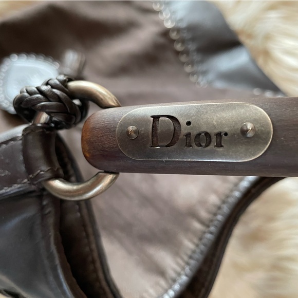 Authentic DIOR Ethnic Collection Brown Diorissimo Print Leather and Canvas Purse - Picture 5 of 15